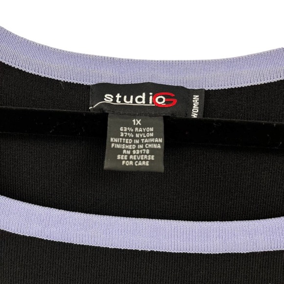 Studio G Y2K Black Purple Sleeveless Top 1X - Picture 3 of 4